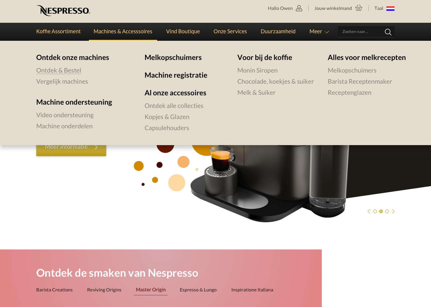 Nespresso Home Menu